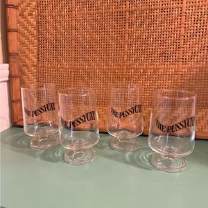 VINTAGE SET OF 4 THE PUSSYCAT PEDESTAL BAR GLASSES EUC